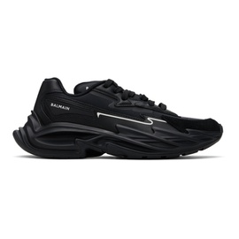 발망 Balmain Black Run-Row Leather Sneakers 241251F128000