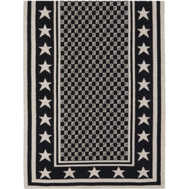 발망 Balmain Black & 오프화이트 Off-White Mini Monogram Stars Scarf 241251M150002