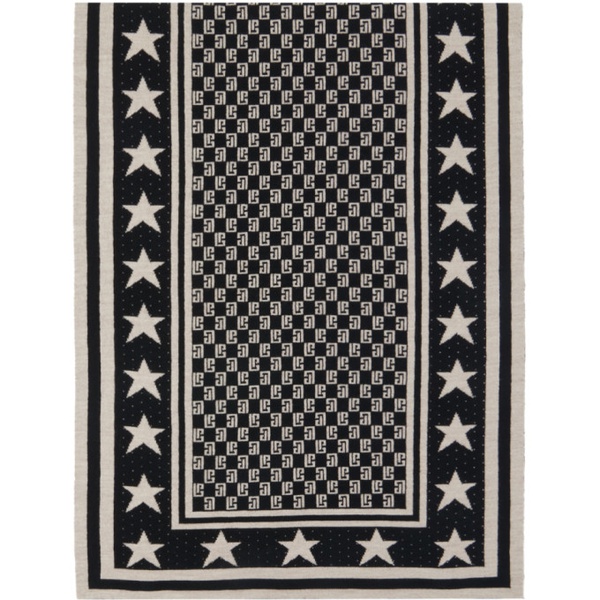 발망 발망 Balmain Black & 오프화이트 Off-White Mini Monogram Stars Scarf 241251M150002