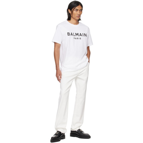 발망 발망 Balmain White Straight-Leg Jeans 241251M186008