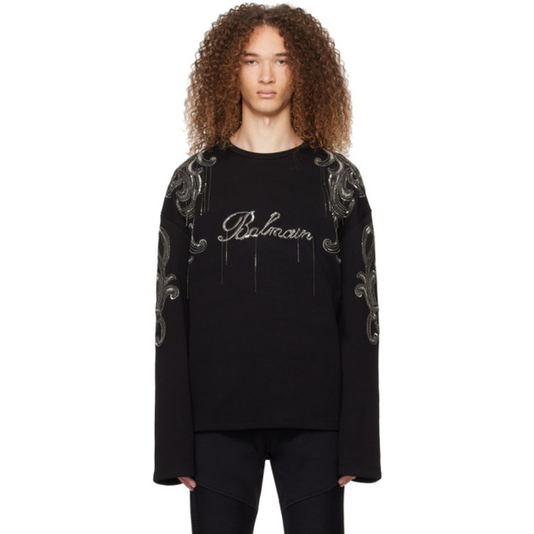 발망 발망 Balmain Black Chain Sweatshirt 241251M204000