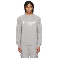 발망 Balmain Gray Printed Sweatshirt 241251M204011