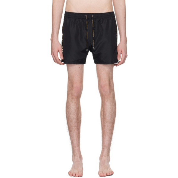 발망 발망 Balmain Black Embroidered Swim Shorts 241251M208008