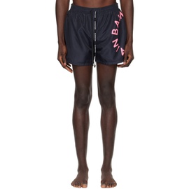 발망 Balmain Black Printed Swim Shorts 241251M208012