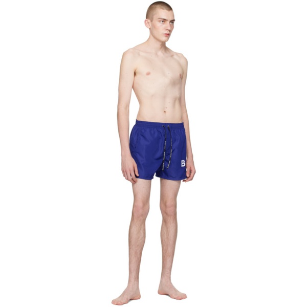 발망 발망 Balmain Blue Printed Swim Shorts 241251M208015