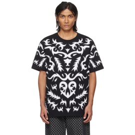 발망 Balmain Black & White Laser-Cut T-Shirt 241251M213003