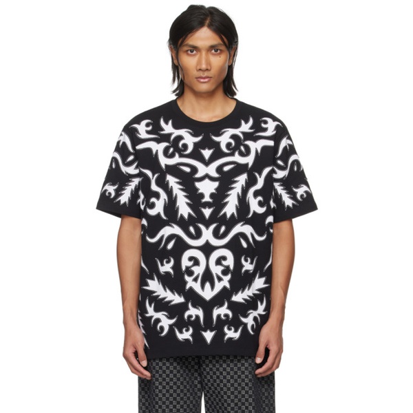 발망 발망 Balmain Black & White Laser-Cut T-Shirt 241251M213003