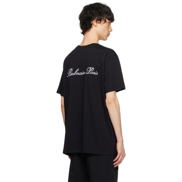발망 발망 Balmain Black Signature T-Shirt 241251M213015