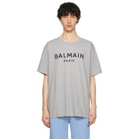 발망 Balmain Gray Metallic Flocked T-Shirt 241251M213029