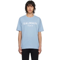 발망 Balmain Blue Print T-Shirt 241251M213032