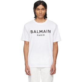 발망 Balmain White Printed T-Shirt 241251M213033