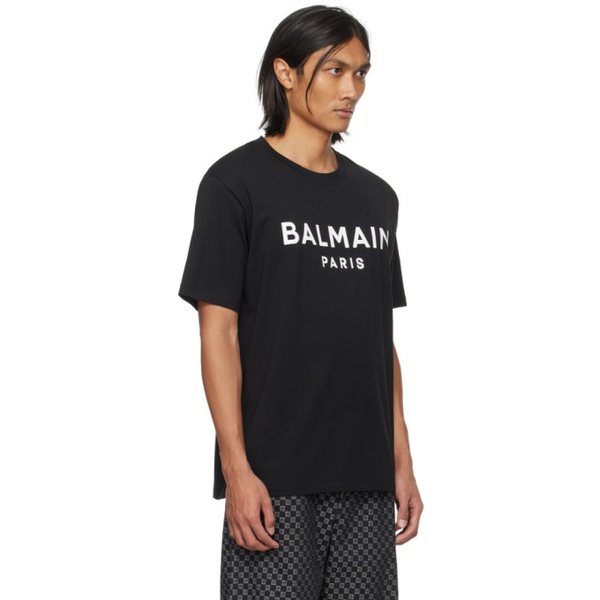 발망 발망 Balmain Black Printed T-Shirt 241251M213034