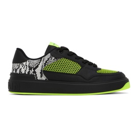 발망 Balmain Black & Green B-Court Flip Snake-Effect Sneakers 241251M237005