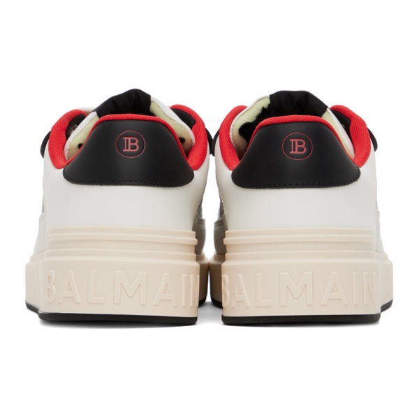발망 발망 Balmain Gray & White B-Court Flip Snake-Effect Sneakers 241251M237006