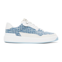 발망 Balmain Blue & White B-Court Flip Denim Sneakers 241251M237039