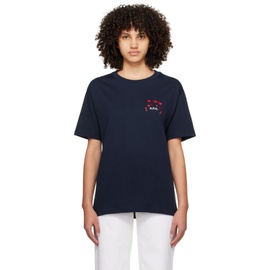 아페쎄 A.P.C. Navy Hearts T-Shirt 241252F110033