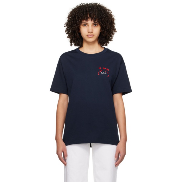  아페쎄 A.P.C. Navy Hearts T-Shirt 241252F110033