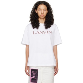랑방 Lanvin White Oversized Embroidered Curb T-Shirt 241254F110003