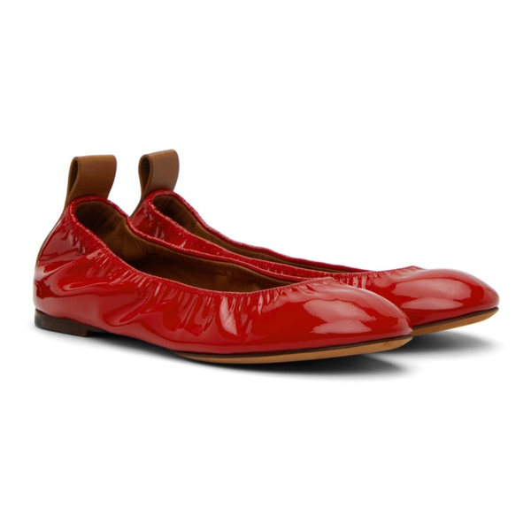  랑방 Lanvin Red Leather Ballerina Flats 241254F118007