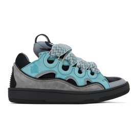 랑방 Lanvin Blue & Gray Leather Curb Sneakers 241254F128017
