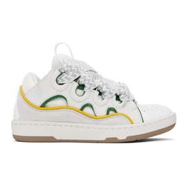 랑방 Lanvin SSENSE Exclusive White & Green Curb Sneakers 241254F128021