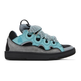 랑방 Lanvin Blue & Gray Leather Curb Sneakers 241254M237043