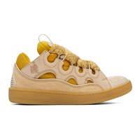 랑방 Lanvin SSENSE Exclusive Beige & Yellow Leather Curb Sneakers 241254M237050