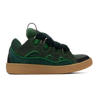 랑방 Lanvin SSENSE Exclusive Green Leather Curb Sneakers 241254M237051