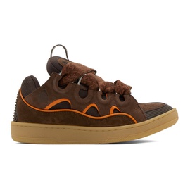 랑방 Lanvin SSENSE Exclusive Brown Leather Curb Sneakers 241254M237054