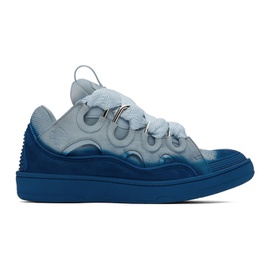 랑방 Lanvin Gray & Blue Leather Curb Sneakers 241254M237067
