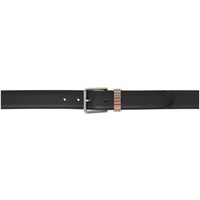 폴스미스 Paul Smith Black Signature Stripe Keeper Leather Belt 241260M131003