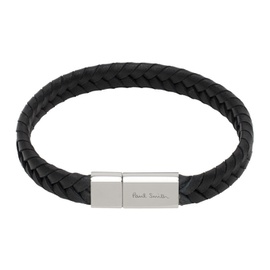 폴스미스 Paul Smith Black Braided Leather Bracelet 241260M142003