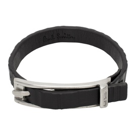 폴스미스 Paul Smith Black Shadow Stripe Leather Bracelet 241260M142005