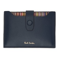 폴스미스 Paul Smith Blue Signature Stripe Pull-Out Card Holder 241260M163009