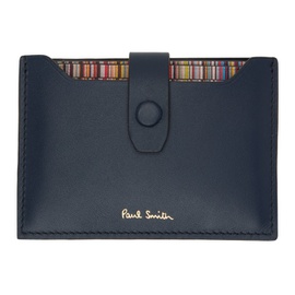 폴스미스 Paul Smith Blue Signature Stripe Pull-Out Card Holder 241260M163009