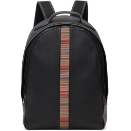 폴스미스 Paul Smith Black Leather Signature Stripe Backpack 241260M166001