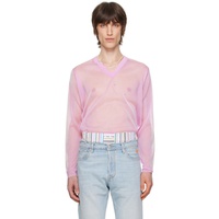 ERL Pink V-Neck Long Sleeve T-Shirt 241260M206001