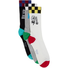 폴스미스 Paul Smith Three-Pack Multicolor Socks 241260M220009