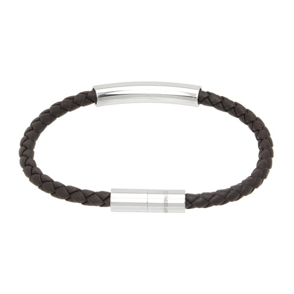 아르마니 조르지오 아르마니 Giorgio Armani Brown Braided Leather Bracelet 241262M142000