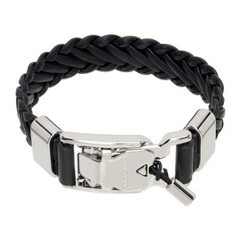 조르지오 아르마니 Giorgio Armani Black Woven Leather Bracelet 241262M142002