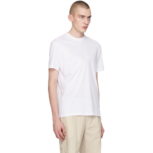 아르마니 조르지오 아르마니 Giorgio Armani White Embroidered T-Shirt 241262M213001