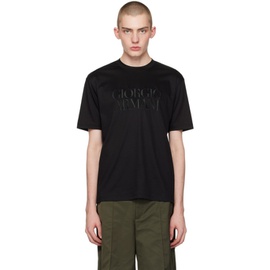 조르지오 아르마니 Giorgio Armani Black Embroidered T-Shirt 241262M213002