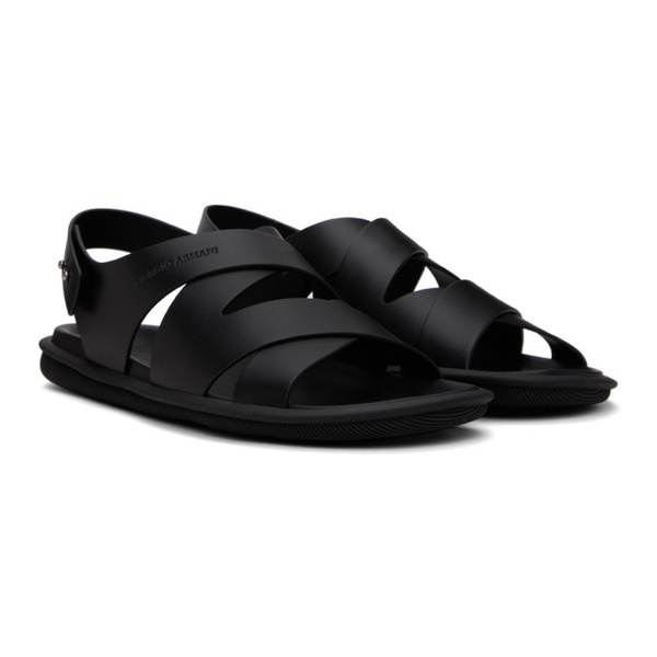 아르마니 조르지오 아르마니 Giorgio Armani Black Criss-Crossing Sandals 241262M234000