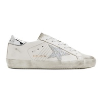 골든구스 Golden Goose White & Silver Super-Star Sneakers 241264F128045