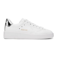 골든구스 Golden Goose White & Silver Bio-Based Purestar Sneakers 241264F128049