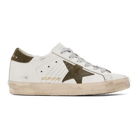 골든구스 Golden Goose SSENSE Exclusive White & Green Super-Star Sneakers 241264F128080