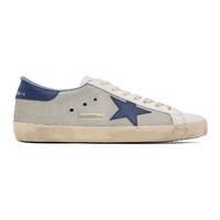 골든구스 Golden Goose Silver & Navy Super-Star Sneakers 241264M237027