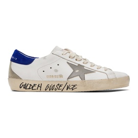 골든구스 Golden Goose White & Blue Super-Star Sneakers 241264M237028