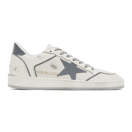 골든구스 Golden Goose White & Silver Ball Star Sneakers 241264M237038