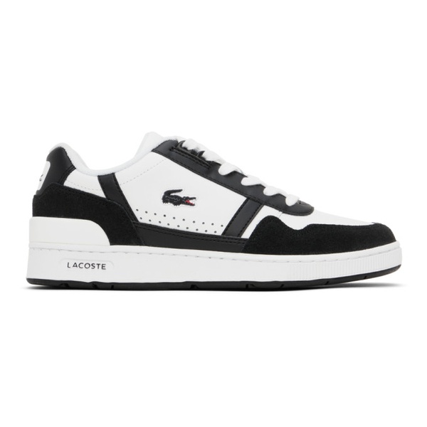 라코스테 라코스테 Lacoste White & Black T-Clip Leather Sneakers 241268M237000